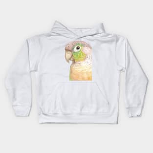 Watercolor green-cheeked parakeet portrait Kids Hoodie